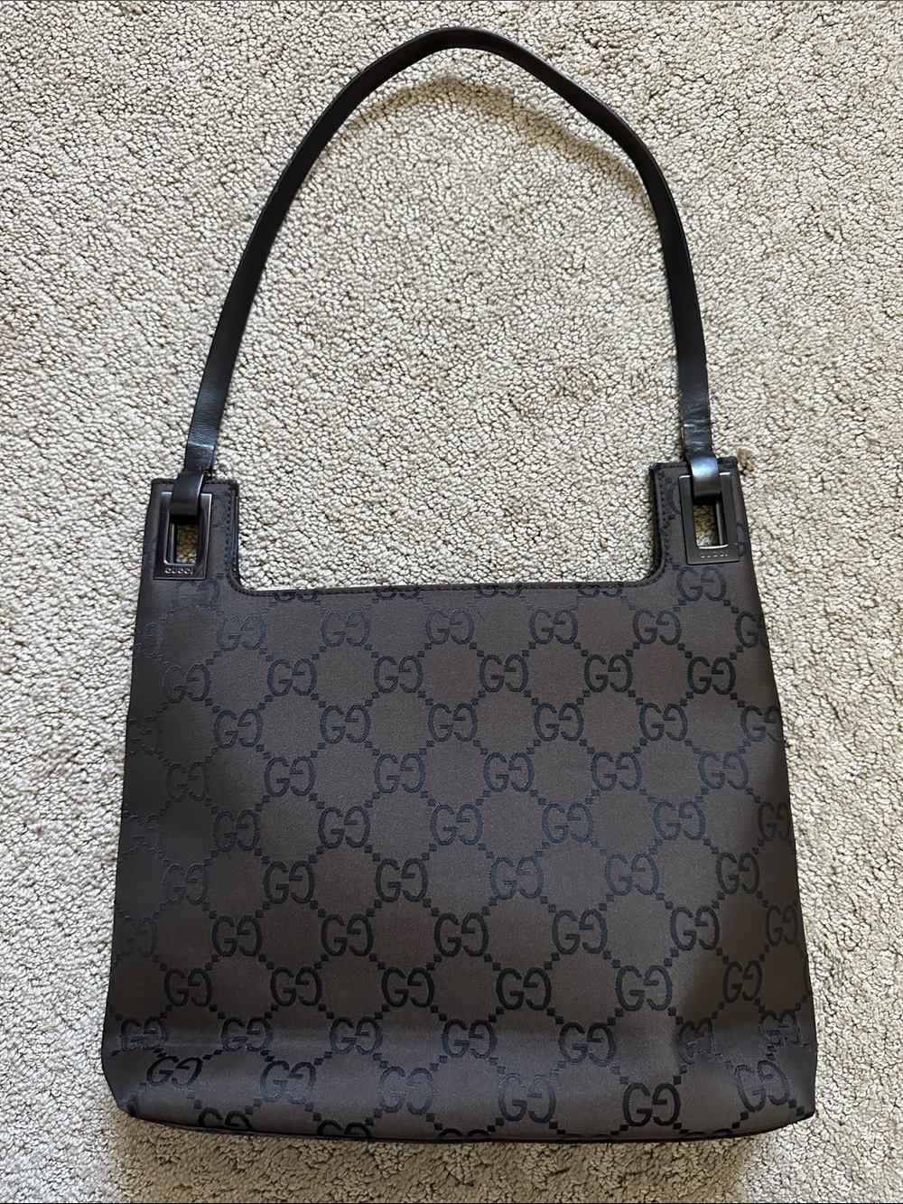 Gucci Dark Brown Monogram Canvas Shoulder Bag